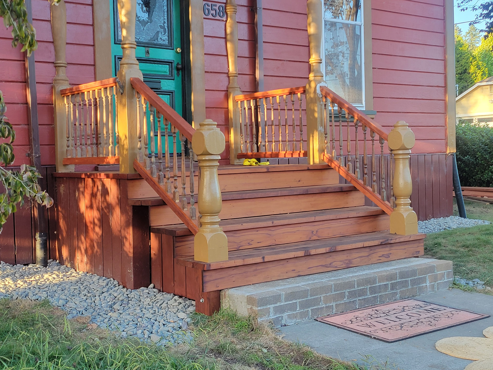 Douglas Biltzen's BP Builders completed wooden front porch and steps renovation in Humboldt County, CA